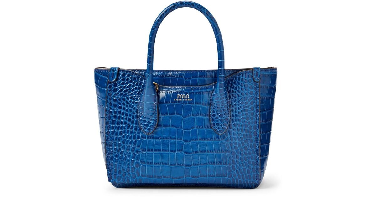 Ralph Lauren Leather Mini Sloane Satchel in Blue | Lyst