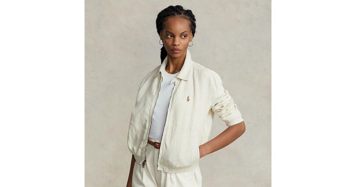 Polo Ralph Lauren Linen Windbreaker in Natural Lyst