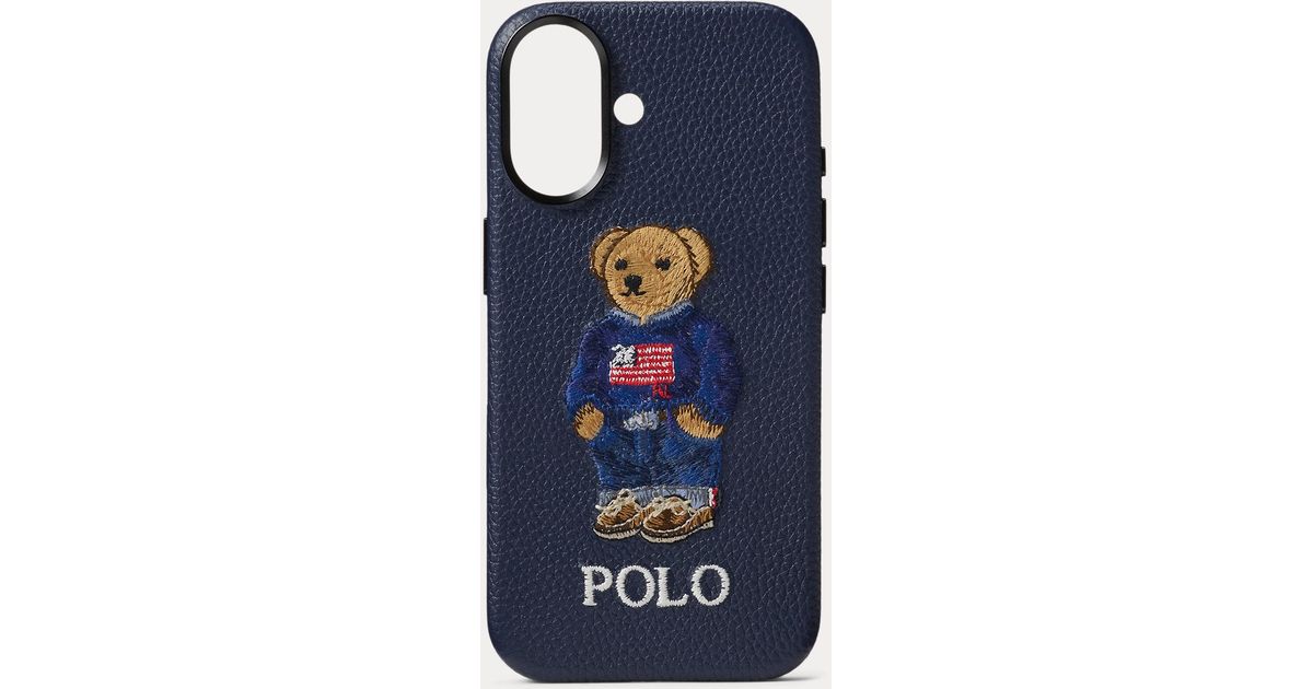 Polo Ralph Lauren Polo Bear Leather Iphone 17 Case in Blue for Men