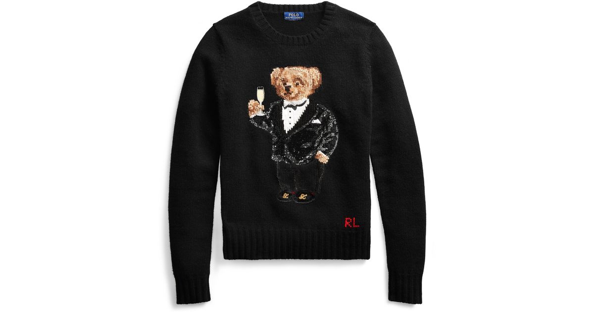 polo ralph lauren sequined polo bear sweater