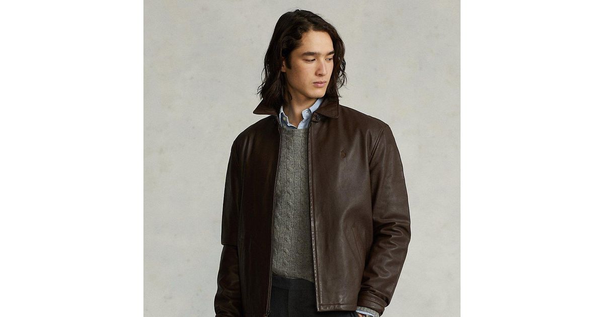 Ralph Lauren Lambskin Leather Jacket in Brown for Men | Lyst