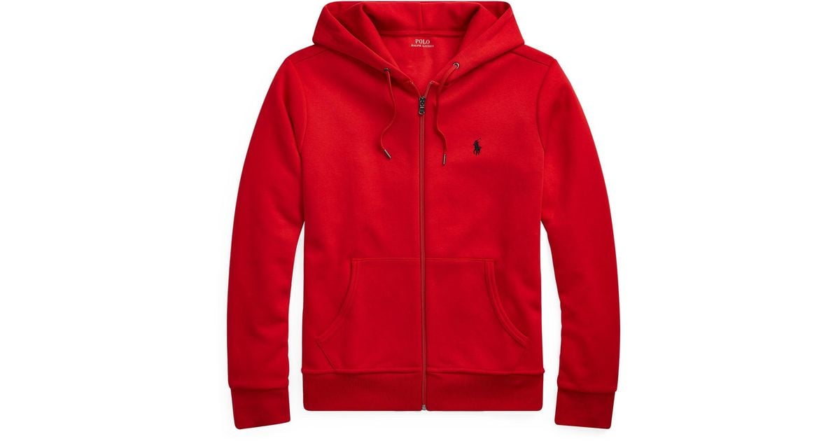 Polo Ralph Lauren Double-knit Full-zip Hoodie in Red for Men | Lyst