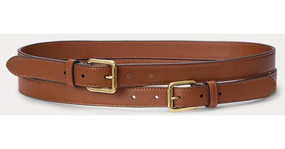 Ralph Lauren Leather Double-buckle Stacked Wide Belt in  display picture 1