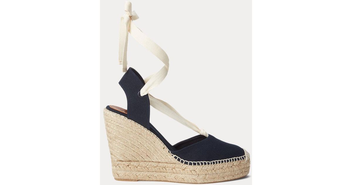 Polo Ralph Lauren Canvas Wedge Espadrilles in Blue Lyst UK