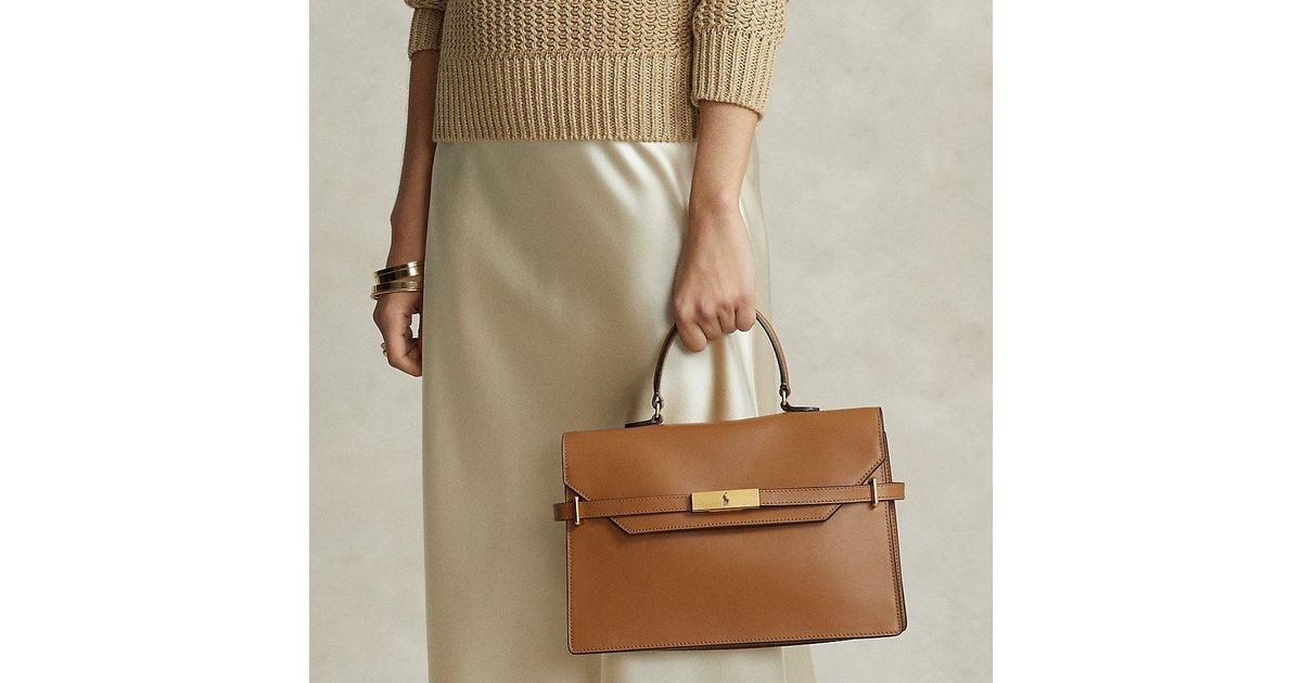 Ralph Lauren Polo Id Leather Satchel in Brown Lyst