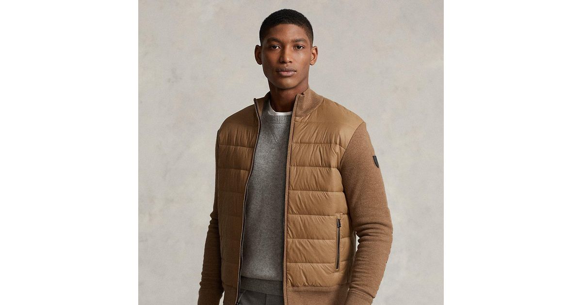 Polo Ralph Lauren Hybrid Full-zip Sweater in Brown for Men | Lyst