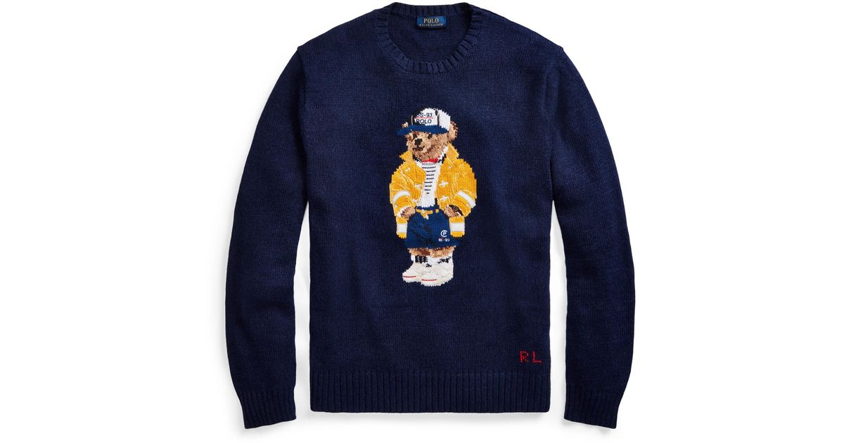 Polo Ralph Lauren Cotton Cp 93 Bear Jumper In Blue For Men Lyst