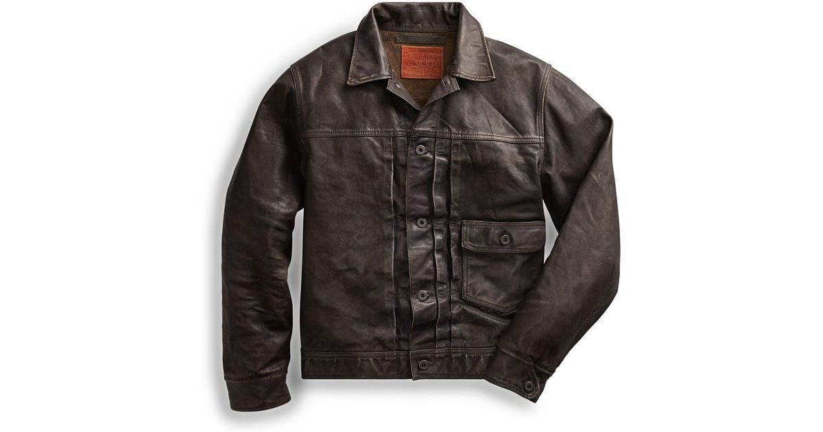 RRL Leather Jacket in Black for Men - Lyst