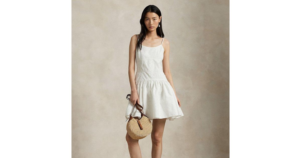 Ralph Lauren★Eyelet Paneled Cotton Dress Eyelet Paneled Cotton Dress