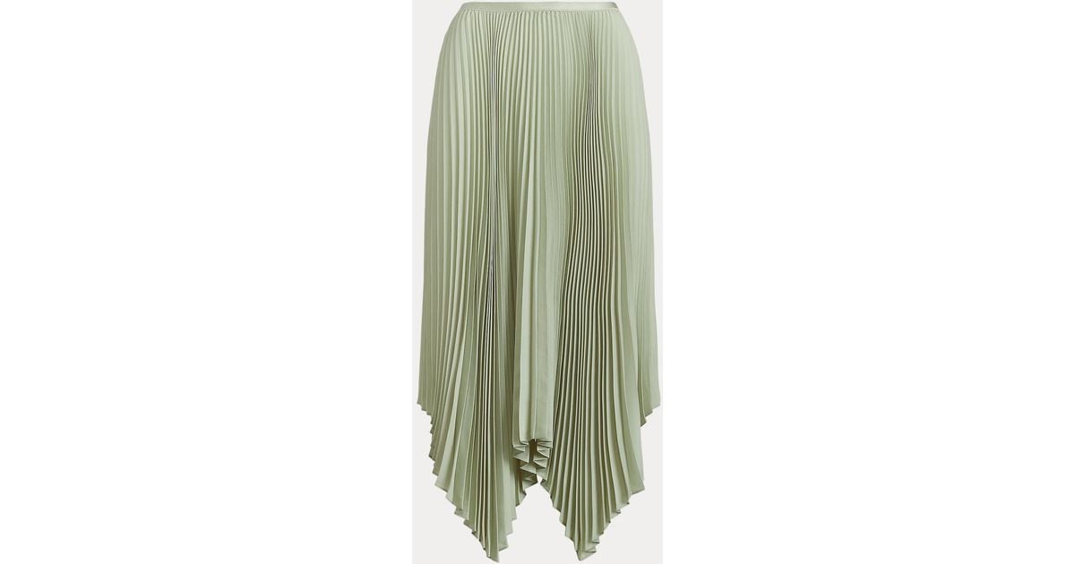 Ralph Lauren Pleated Georgette Handkerchief Skirt in Green | Lyst UK
