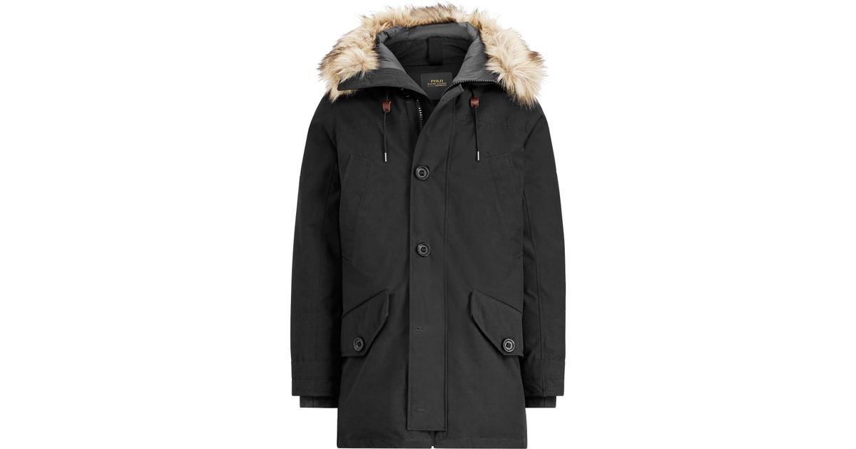 faux fur trimmed down parka ralph lauren