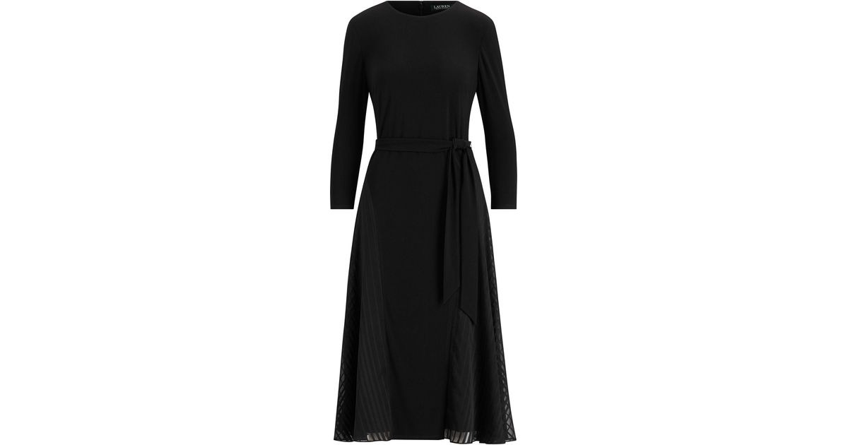 ralph lauren satin trim fit and flare dress