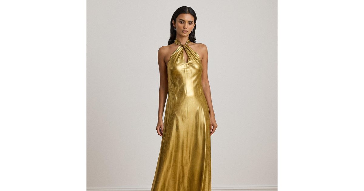 lauren ralph lauren metallic halter dress Paisley Georgette Gown ProductID: 79466