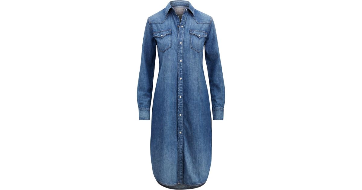 Polo Ralph Lauren Denim Western Cotton Shirtdress in Blue | Lyst