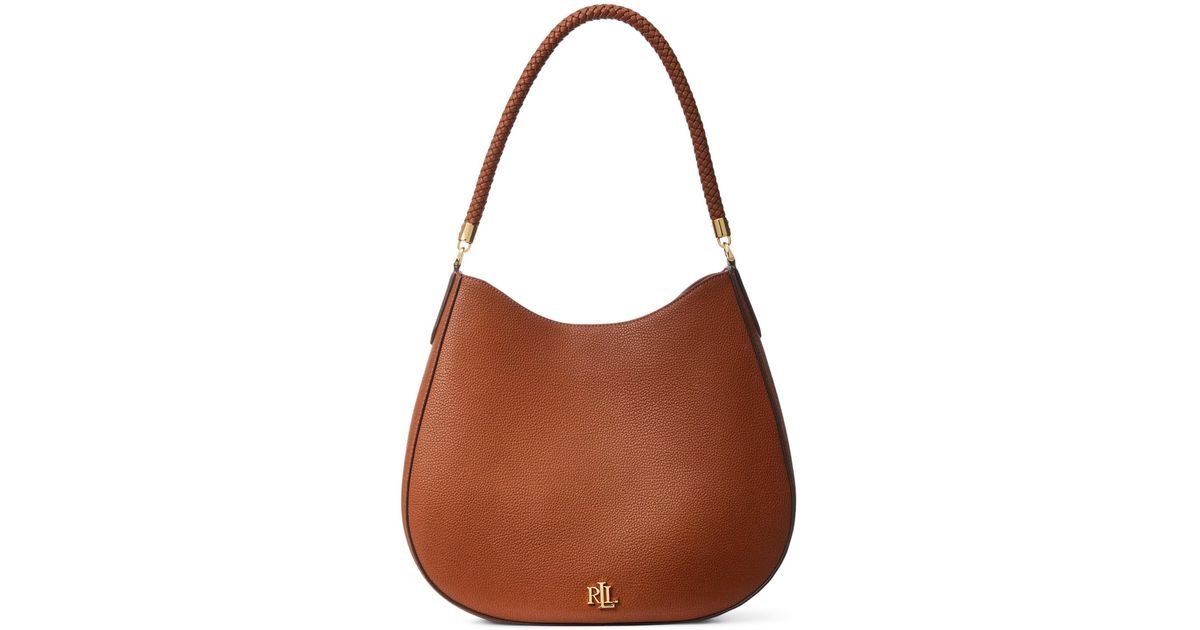 Ralph Lauren Pebbled Leather Charli Shoulder Bag in Brown Lyst