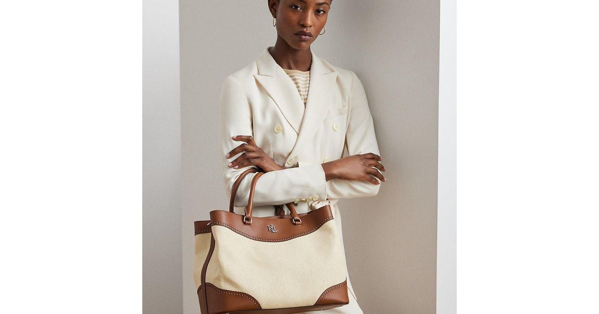 Ralph Lauren エレガント Straw & Leather Large Marcy Satchel Straw & Leather Large Marcy Satchel