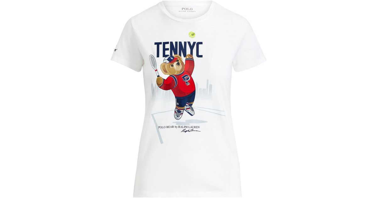 Polo Ralph Lauren Cotton Us Open Polo Bear T-shirt in White | Lyst