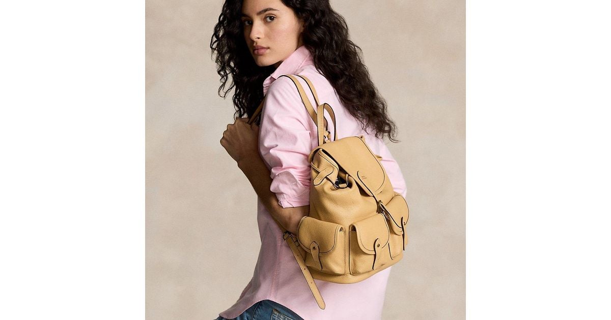 Ralph Lauren Leather Bellport Backpack in Natural | Lyst