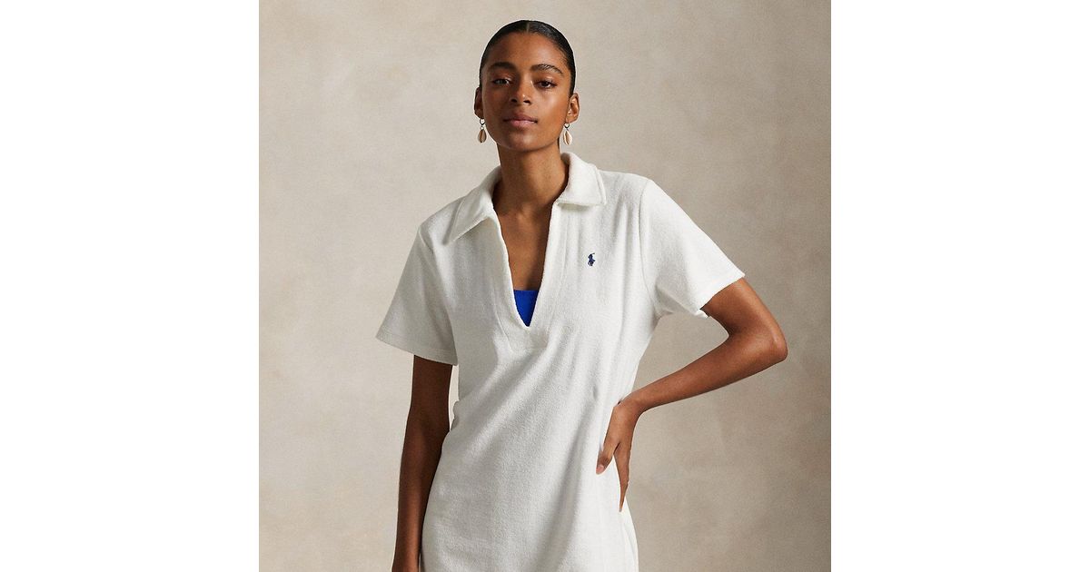 【POLO RALPH LAUREN】コットンテリー ポロ ドレス カバーアップ Ralph Lauren Cotton Terry Polo Dress Cover-Up in White | Lyst