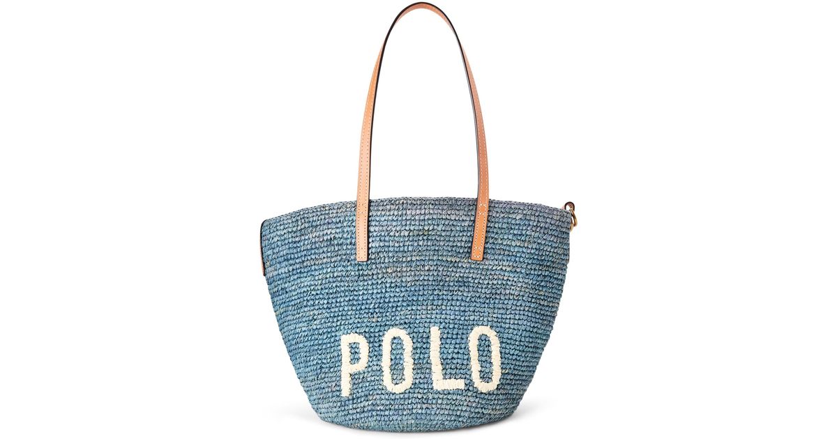 Polo Ralph Lauren Raffia Medium Tote Bag In Chambray - Size One Size in  Blue | Lyst