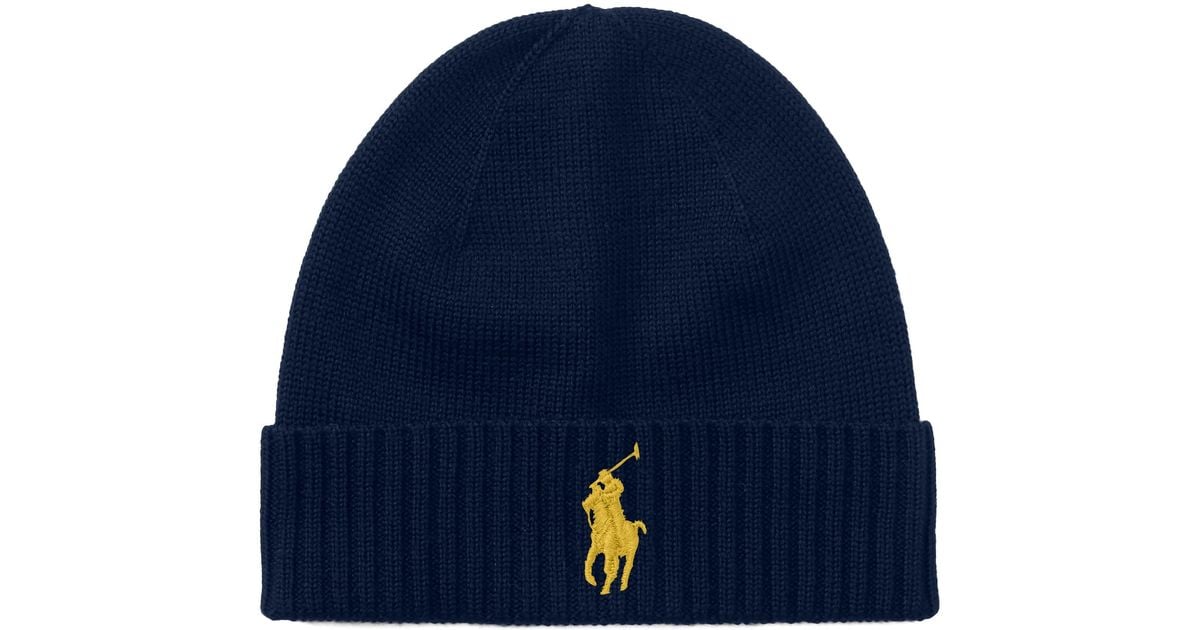 Polo Ralph Lauren Mütze mit goldfarbenem Pony in Blau für Herren | Lyst DE