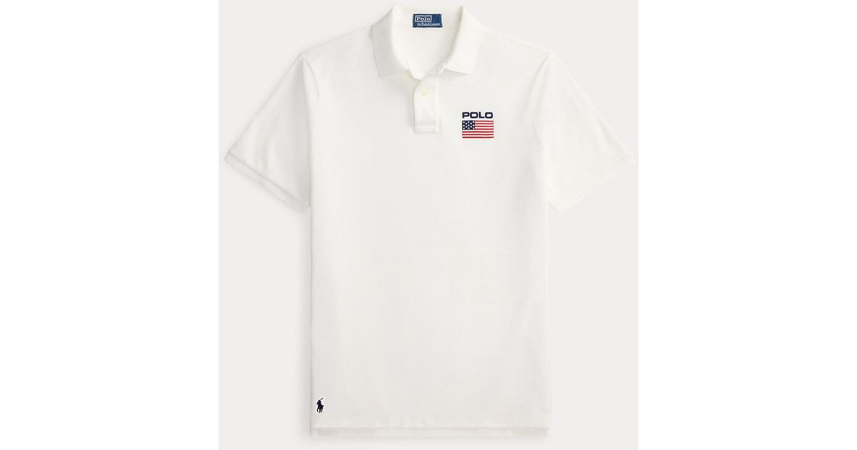 Polo Ralph Lauren Classic Fit Flag Mesh Polo Shirt in White for Men ...