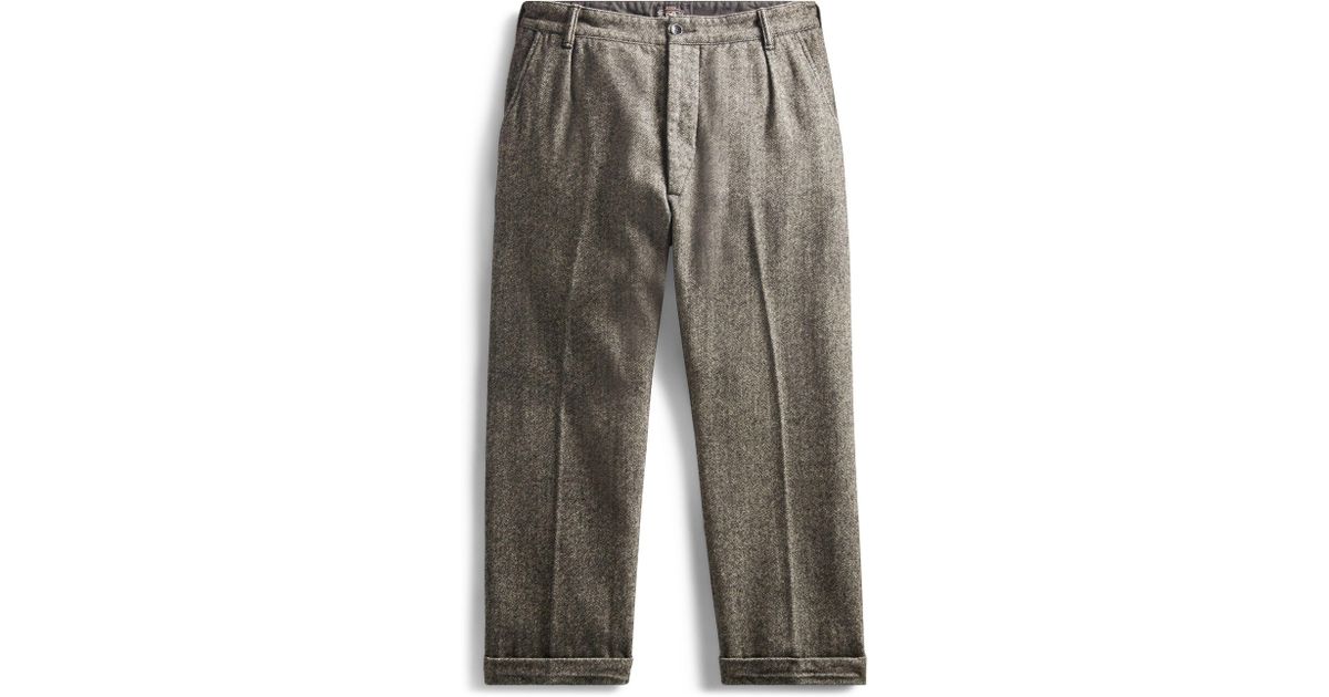 RRL Cotton Pleated Herringbone Pant in Gray for Men - Lyst