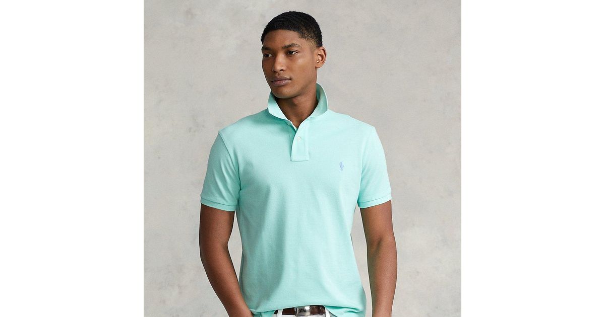 Polo Ralph Lauren Cotton Mesh Solid Custom Slim Fit Polo Shirt in Green for  Men | Lyst