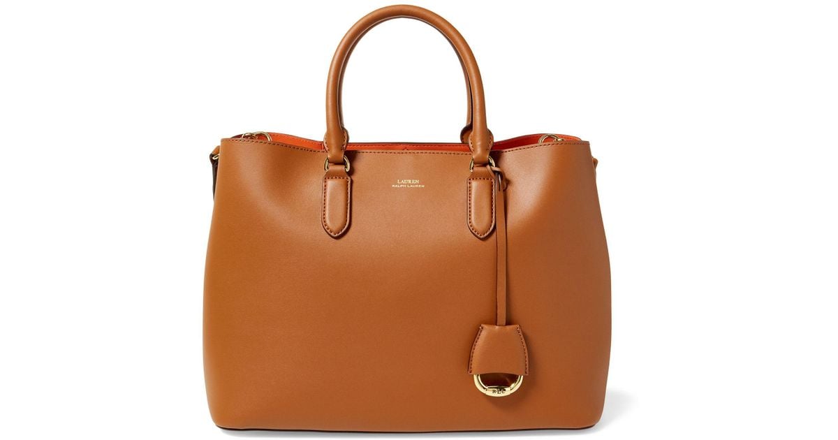 Ralph Lauren Lauren Dryden Marcy Leather Satchel Bag in Black/Red (Black) Lyst