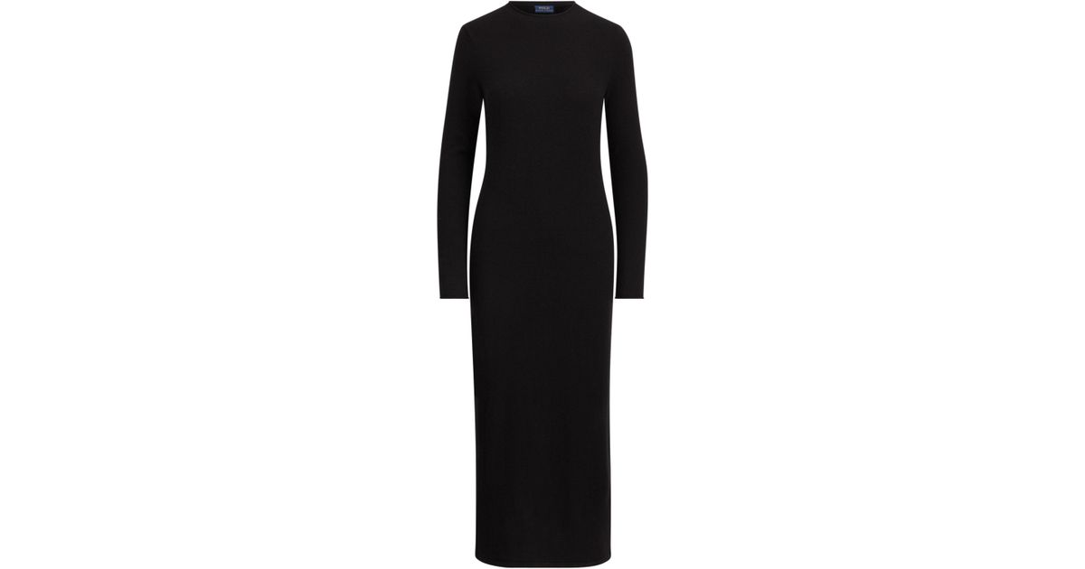 Polo Ralph Lauren Cashmere Midi Dress in Black | Lyst