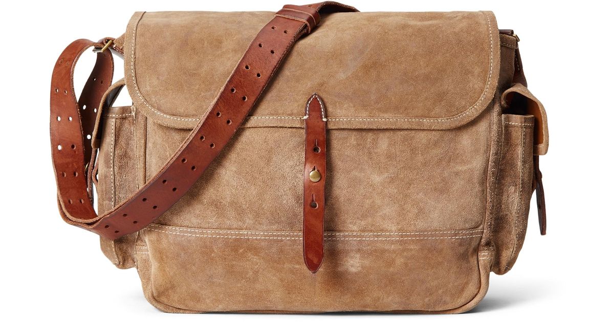 RRL Roughout Suede Messenger Bag in Brown for Men Lyst