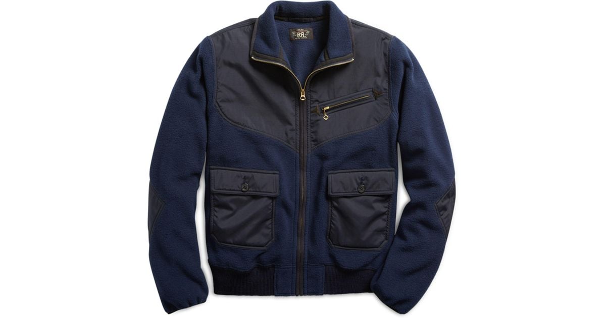RRL Naval Fleece Jacket in Blue for Men Lyst