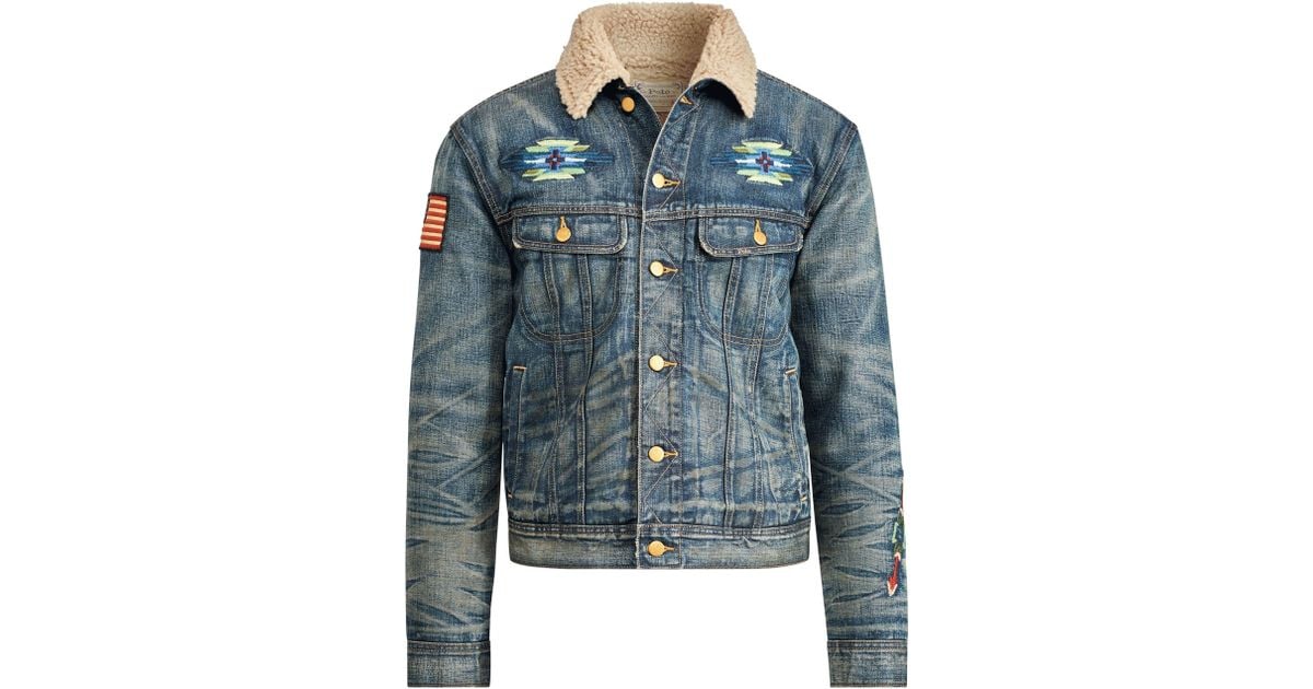 Polo Ralph Lauren Jeansjacke mit Fleecefutter in Blau für Herren