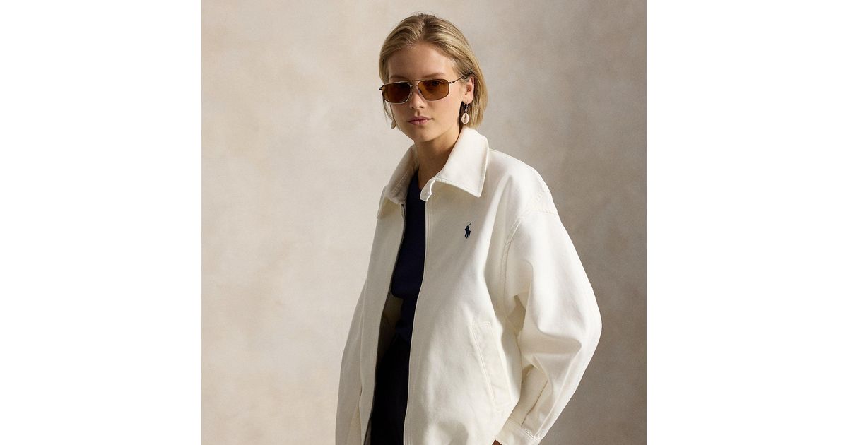 Polo Ralph Lauren Oversized Cotton Windbreaker in White | Lyst