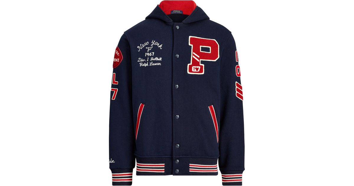 polo ralph lauren hooded letterman jacket