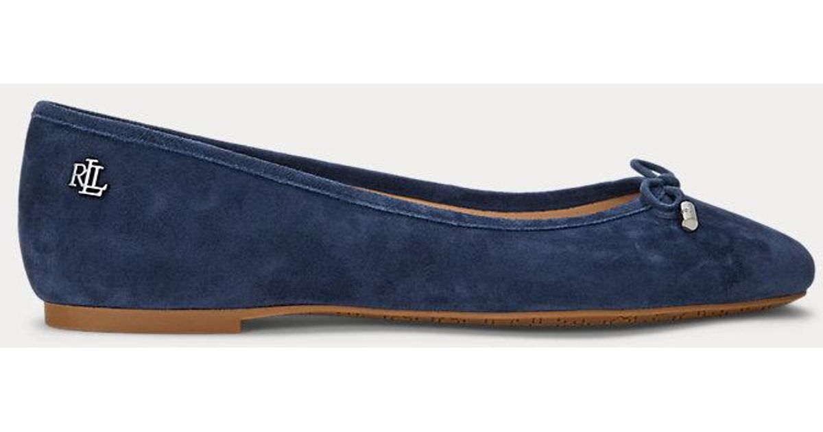 Ralph Lauren Jayna Suede Flat in Blue | Lyst