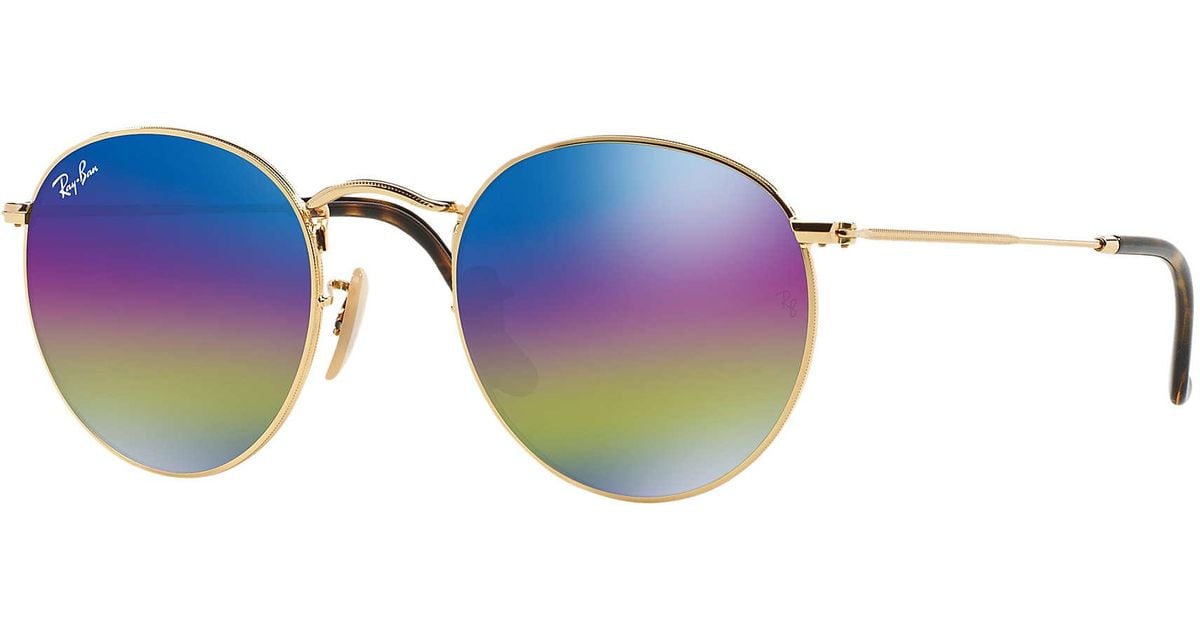 Ray-Ban Round Mineral Flash Lenses in Blue | Lyst