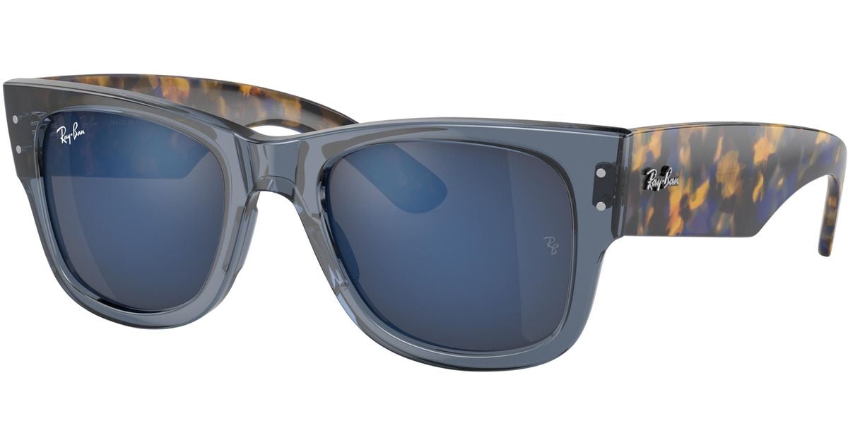 Ray-Ban Mega Wayfarer Sunglasses Yellow & Blue Havana Frame Blue Lenses ...