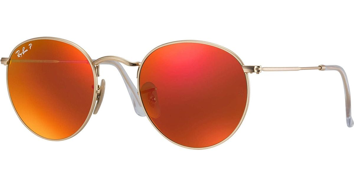 Ray-Ban Round Flash Lenses in Gold 