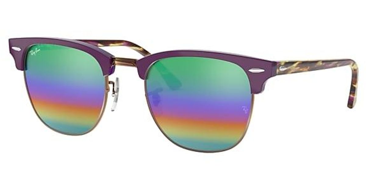 Ray-Ban Clubmaster Mineral Flash Lenses Sunglasses Violet Frame Green  Lenses 51-21 in Purple - Lyst