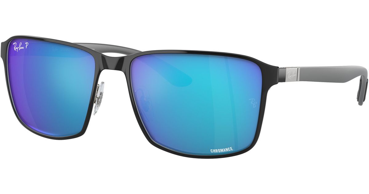 Ray Ban Black Rb3721ch Chromance Sunglasses Frame Blue Lenses Polarized