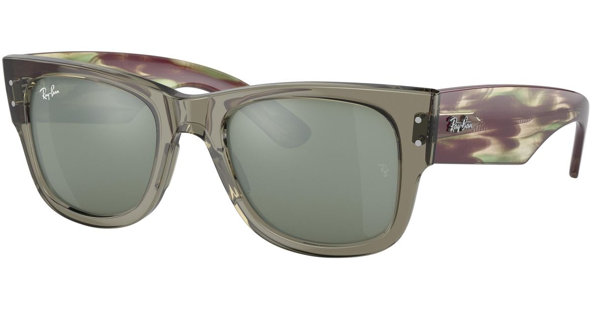 Ray-Ban Mega Wayfarer Sunglasses Striped Green Havana Frame Silver ...