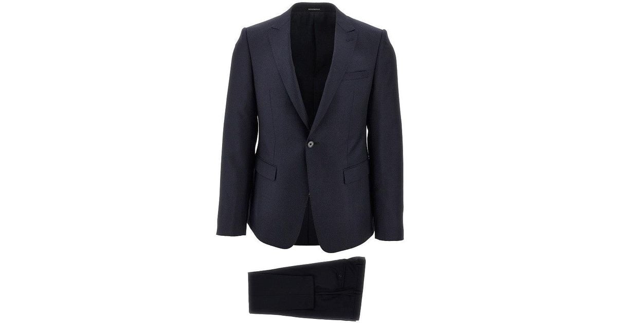 Emporio Armani Jacquard Wool David Line Suit in Blue for Men Lyst UK