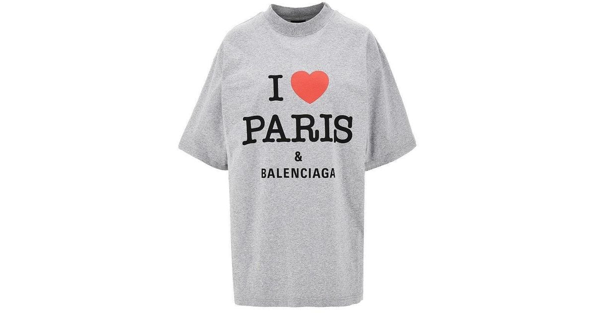Balenciaga 'I Love Paris & T-Shirt in Grey | Lyst UK