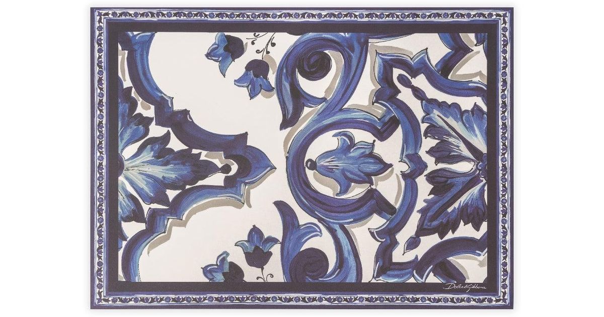 Dolce & Gabbana Paper Placemats With Mediterranean Print Home in Blue
