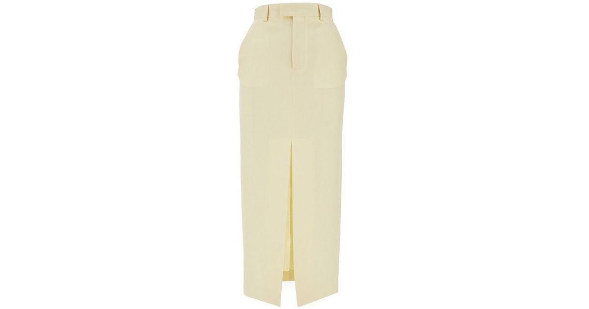 スカート ARMARIUM Pastel yellow wool Lula skirt (ARMTMSK01W017 019) ARMARIUM 'Lula' Wool Pencil Skirt in Yellow | Lyst