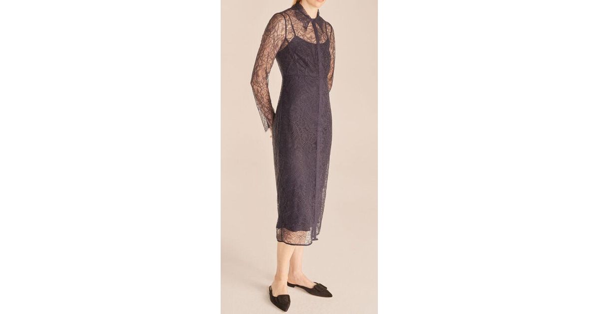 Rebecca Taylor Lace Shirtdress in Blue | Lyst