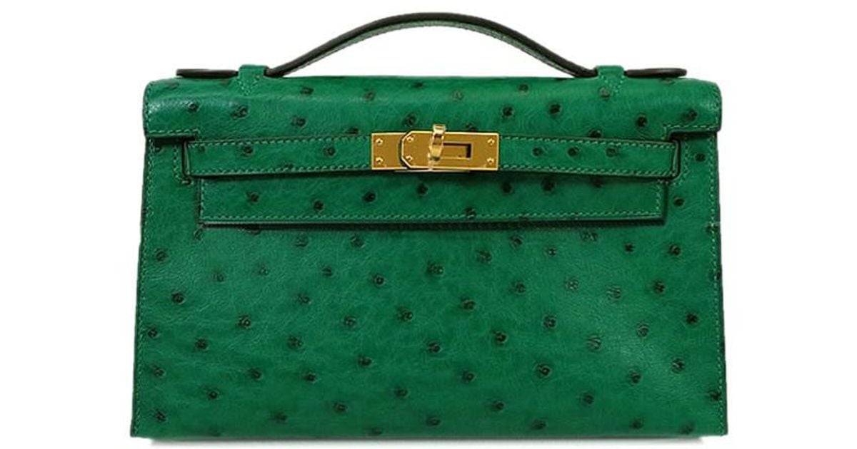 Lyst Hermès Handbag Pochette Kelly Vert Vertigo Ostrich Autruche Lyst Hermès Handbag Pochette Kelly Vert Vertigo Ostrich Autruche Ghw Brand New Authentic In Green