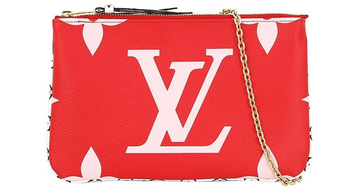 Louis Vuitton Canvas Pochette Double Zip Monogram Giant Chain Shoulder Bag Pink Red Clutch Bag New In Navy Blue Lyst