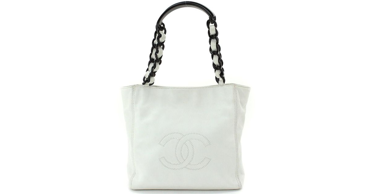 chanel white tote bag